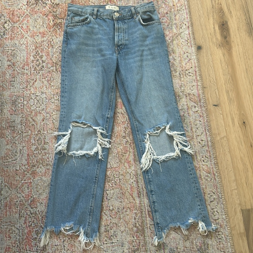 FREE PEOPLE ripped mid waist jeans - Picture 6 of 11